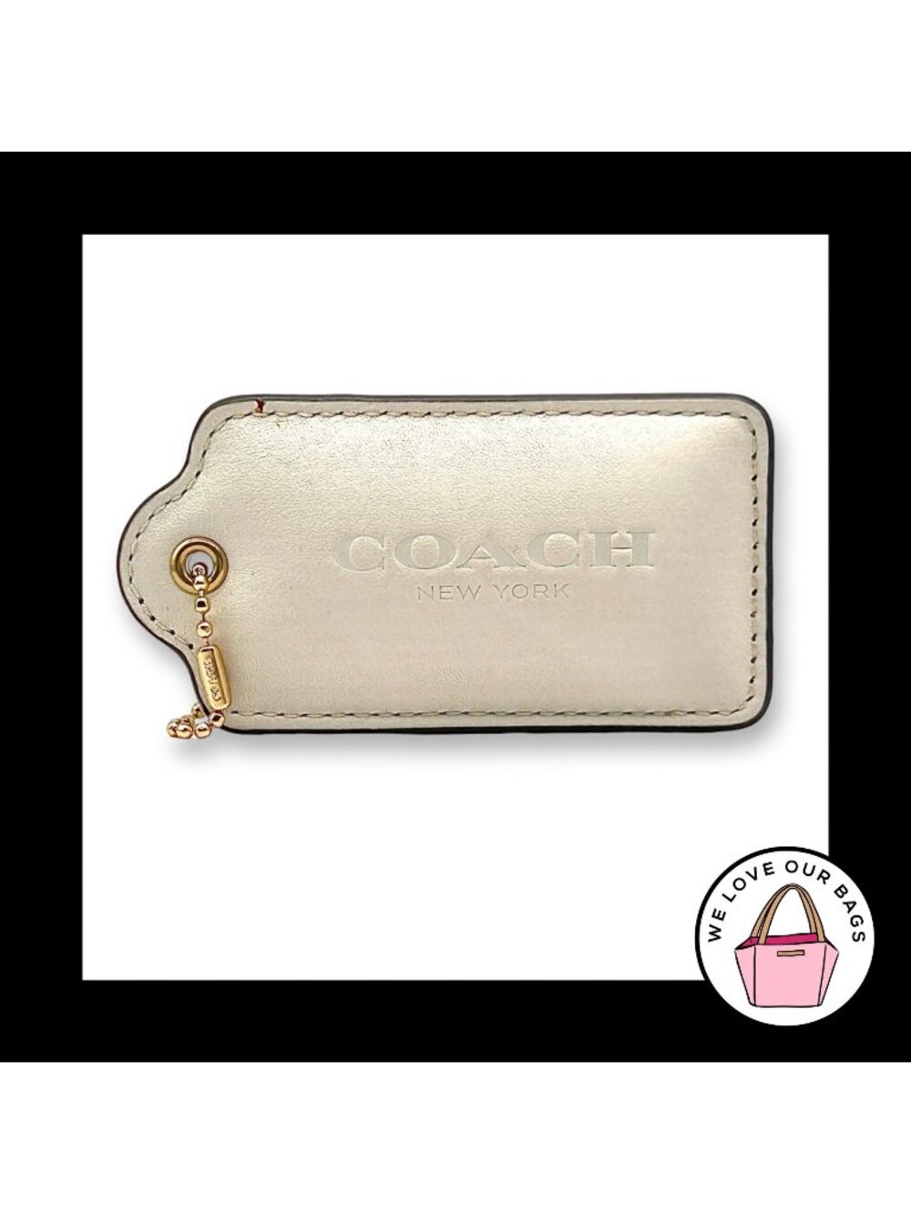 3.75" COACH TABBY PILLOW Puffy Hang Tag Vanilla Leather Fob Bag Charm Keychain